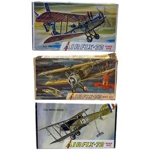 Vintage Airfix-72 WWI Aircraft Model Kit Lot Bristol Fighter RE8 Sopwith Camel